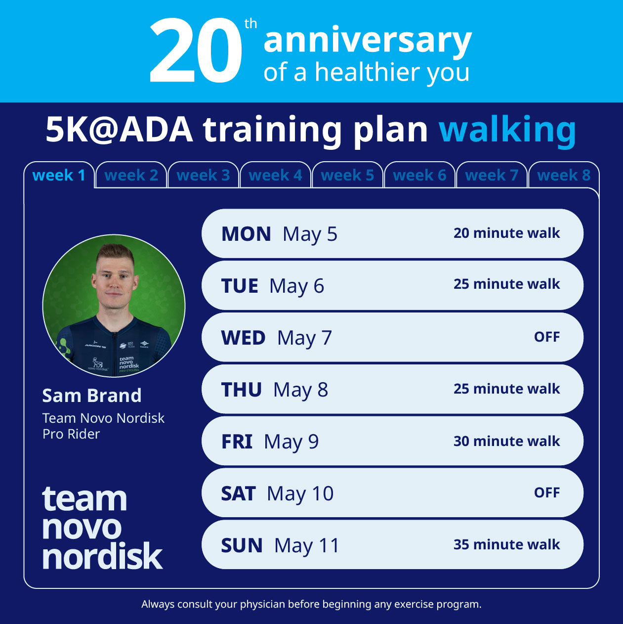 5K Training Plans Week 1 Walk